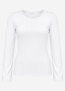 Langarmshirt mit Spitzeneinsatz  - offwhite