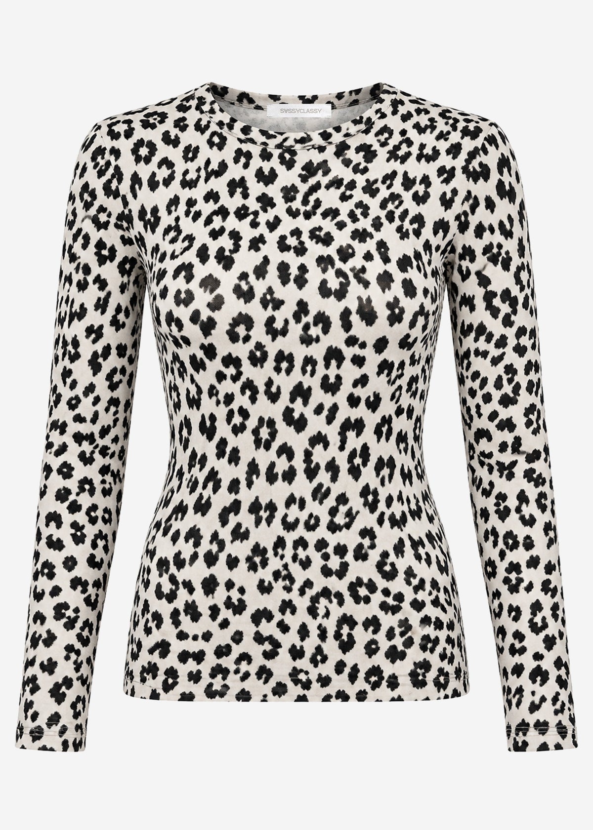 Langarmshirt mit Leo-Print - beige