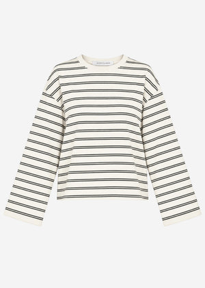Gestreiftes Langarmshirt mit weiten Ärmeln - offwhite