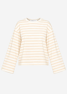 Striped long-sleeved top with wide sleeves - cream