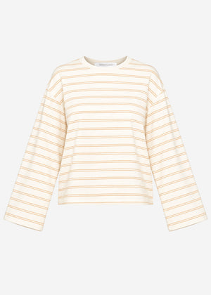 Gestreiftes Langarmshirt mit weiten Ärmeln - creme