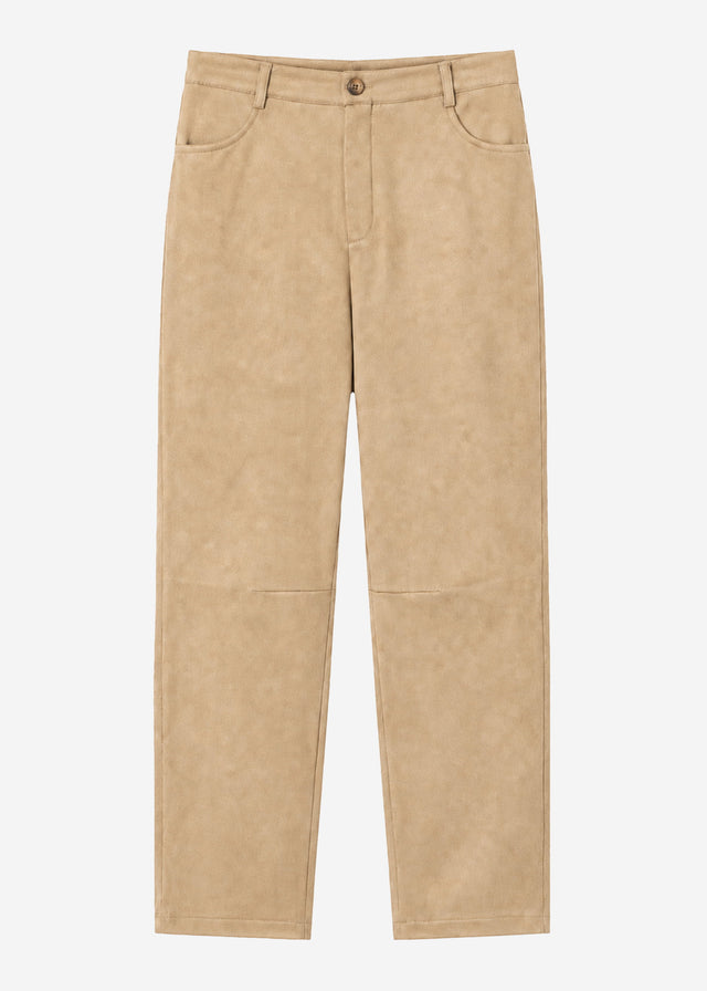 Faux suede barrel-leg trousers - beige