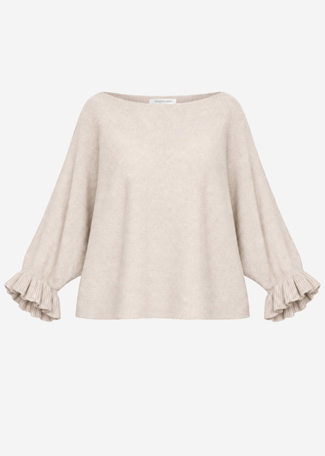Oversize Pullover mit U-Boot Ausschnitt - beige