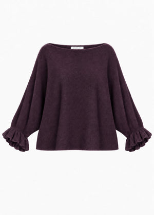 Oversize Pullover mit U-Boot Ausschnitt - plum