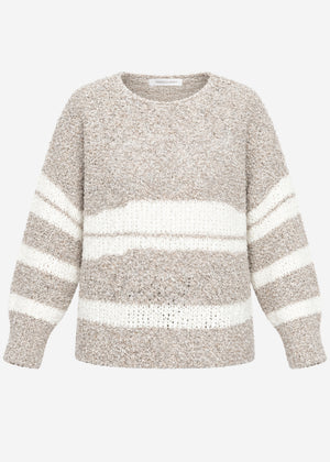 Bouclé Pullover mit Streifenmuster - greige