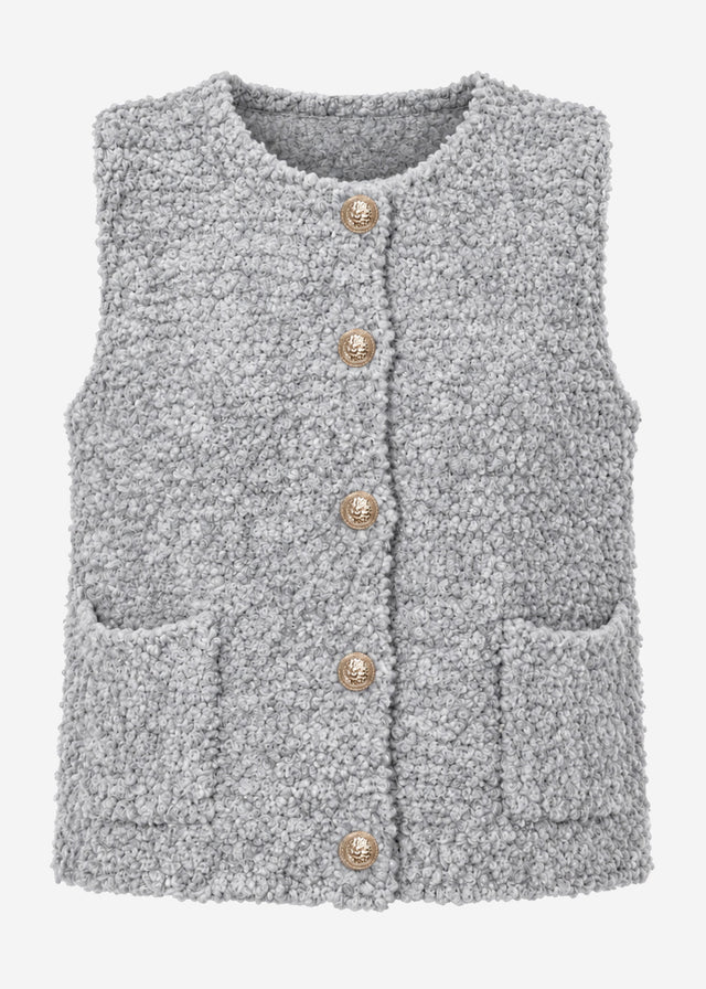 Bouclé waistcoat with pockets - light grey