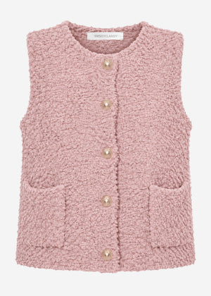 Bouclé-Weste mit Taschen - altrosa