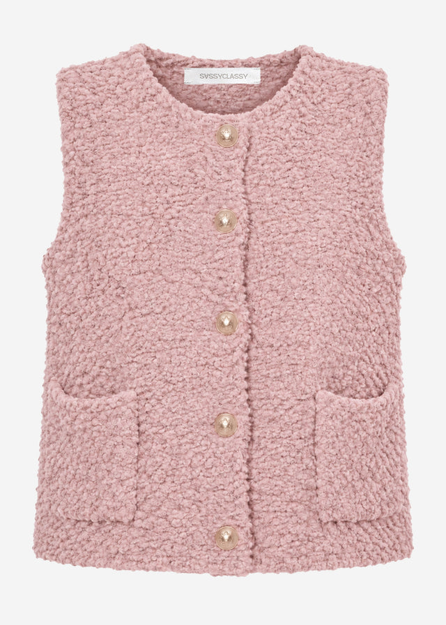 Bouclé waistcoat with pockets - dusty rose