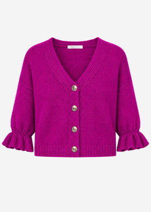 Cardigan with three-quarter sleeves - fuchsia