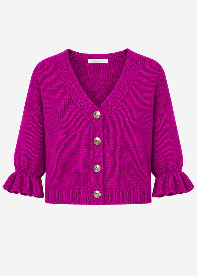 Strickjacke mit 3/4-Ärmeln - fuchsia