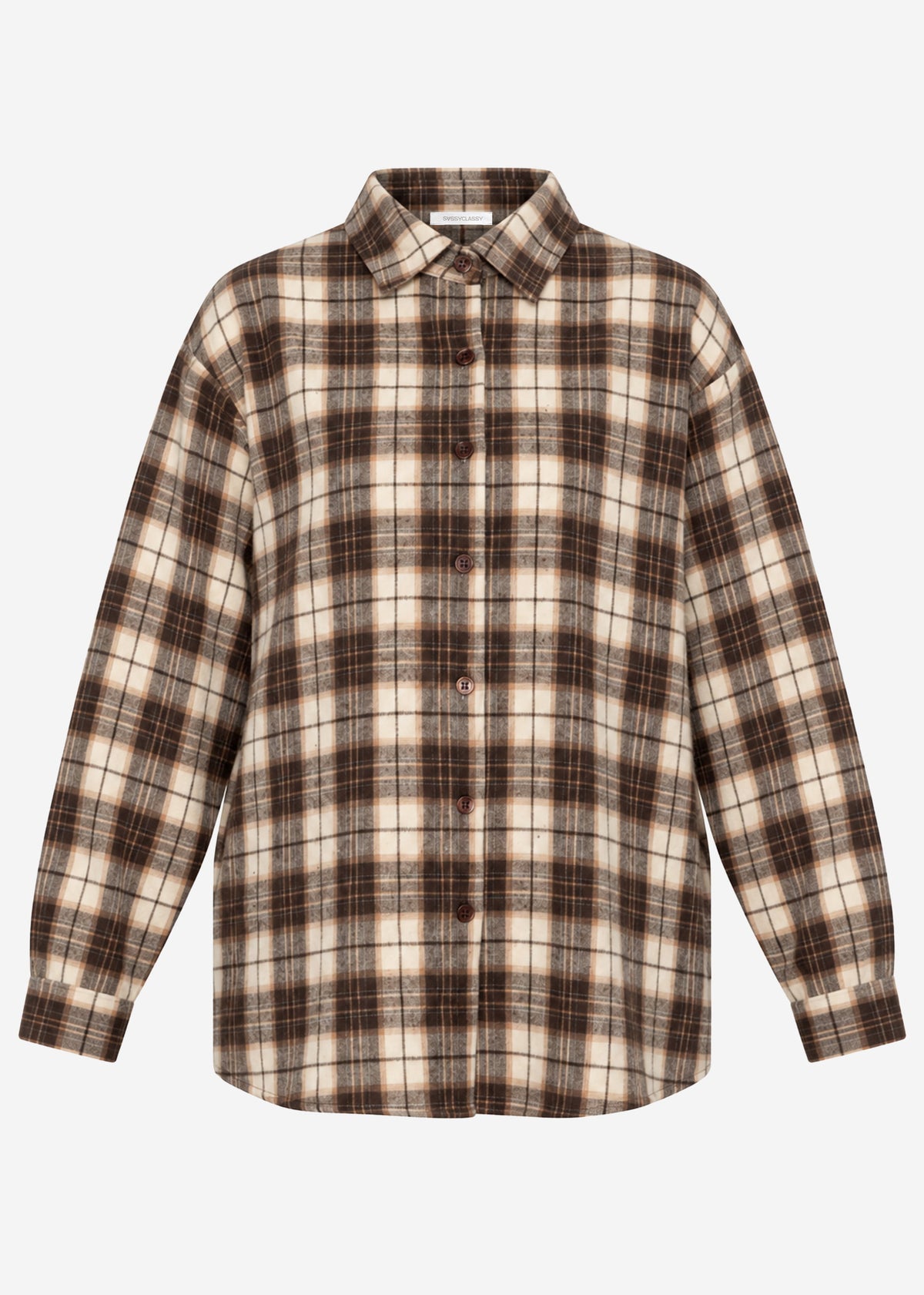 Flannel shirt with checked pattern - brown