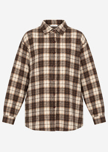 Flannel shirt with checked pattern - brown