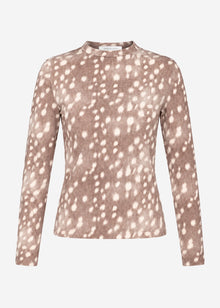 Long-sleeved top with Bambi print - taupe