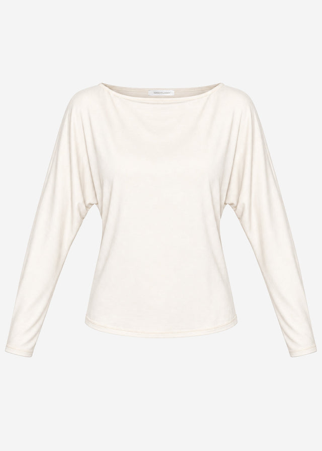 Long-sleeved top with batwing sleeves - beige
