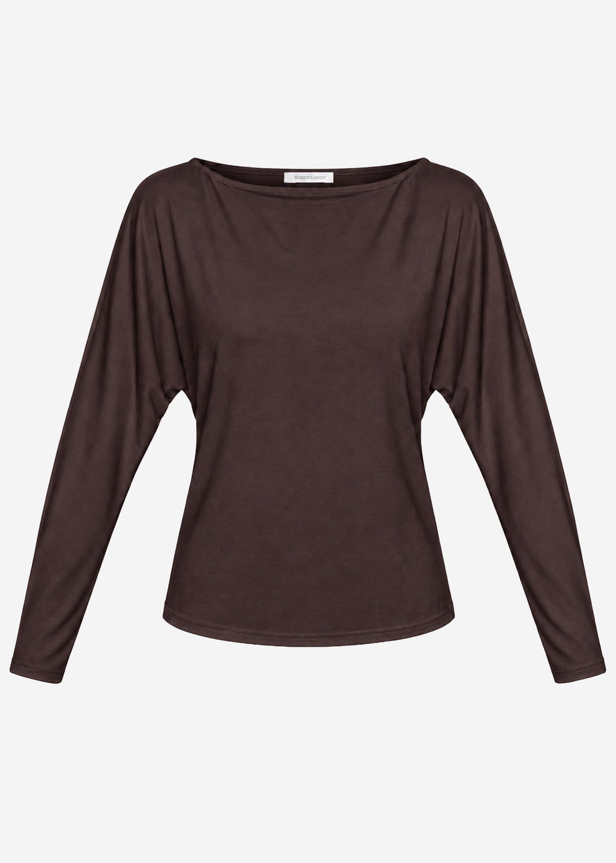 Langarmshirt mit Fledermausärmeln - braun