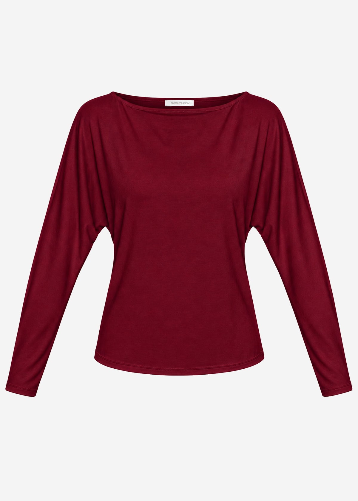 Long-sleeved top with batwing sleeves - burgundy
