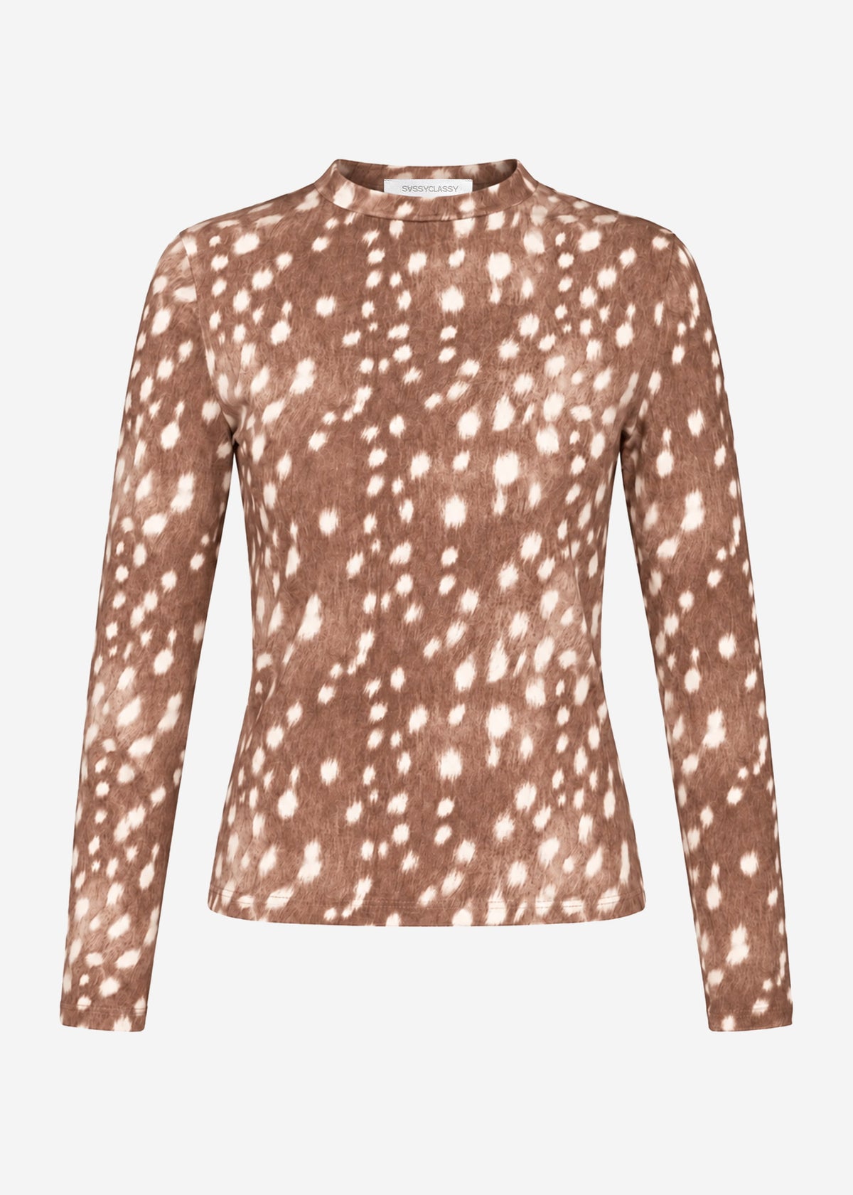 Long-sleeve top with Bambi print - dark brown
