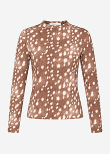 Long-sleeve top with Bambi print - dark brown