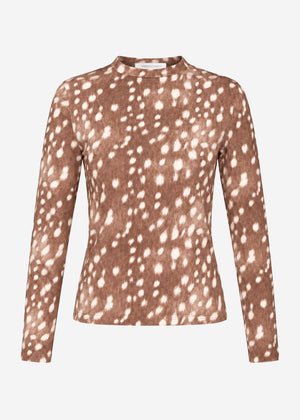 Long-sleeve top with Bambi print - dark brown