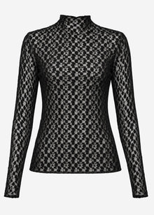Langarmshirt aus Spitze - schwarz