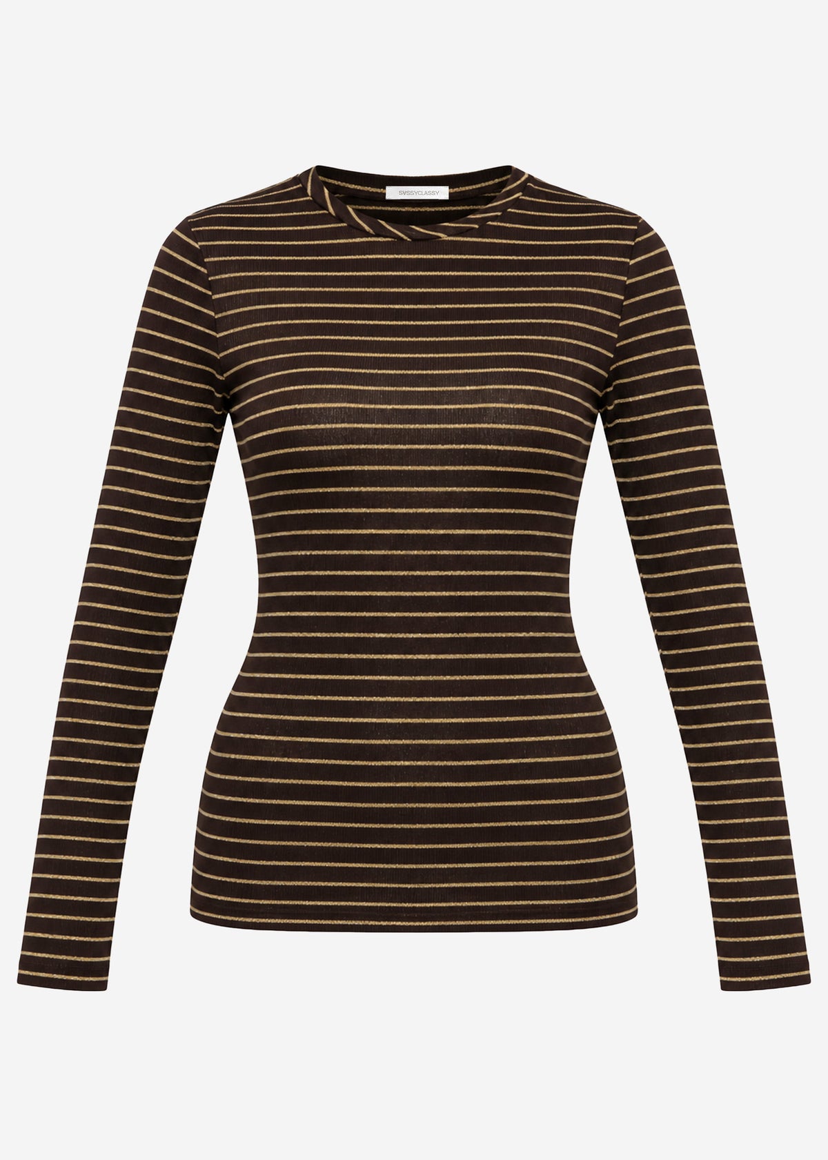 Langarmshirt mit Glitzergarn - braun