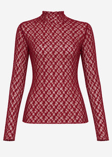Langarmshirt aus Spitze - burgundy
