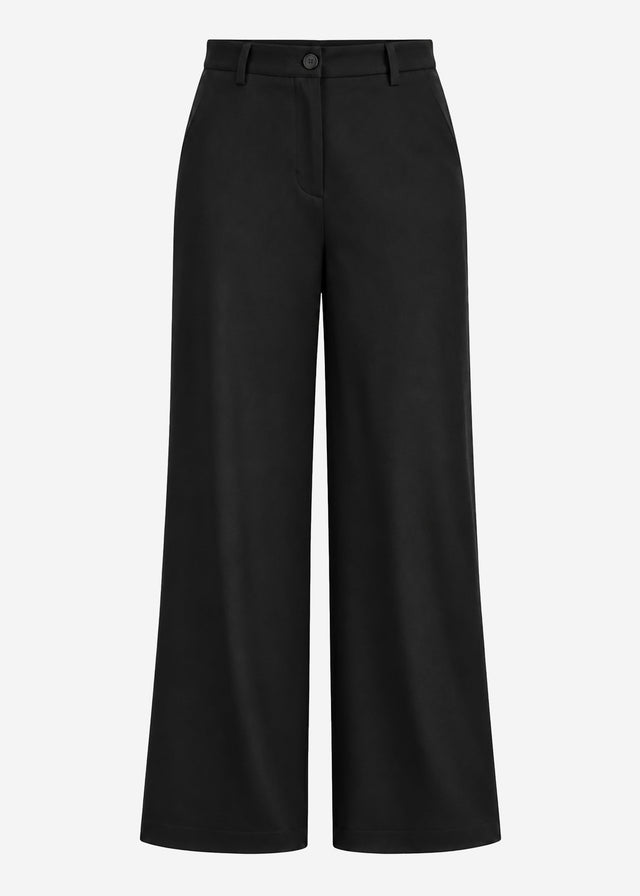 High-waisted wide-leg trousers - black