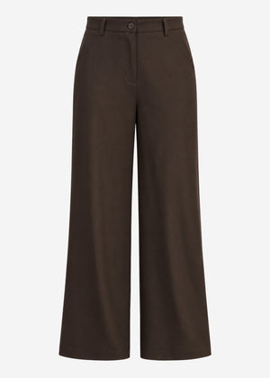 High Waist Hose mit weitem Bein - braun