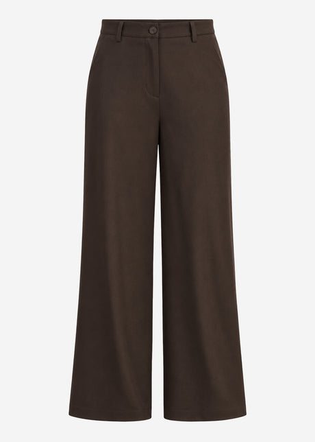 High Waist Hose mit weitem Bein - braun