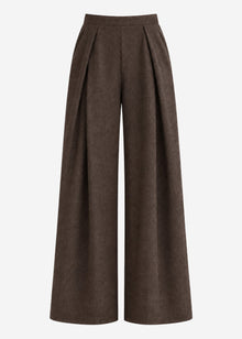 Pleat-front trousers with wide legs - brown