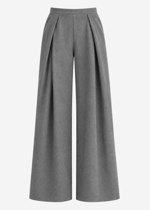 Pull-on trousers with inverted pleat - grey