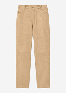 Tall - Barrel-Leg Hose in Wildlederoptik - beige