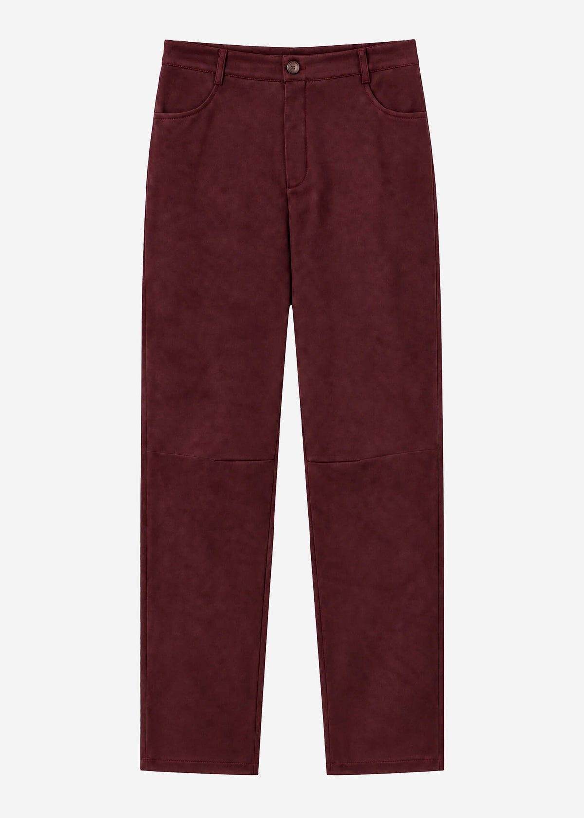 Tall - barrel-leg faux suede trousers - burgundy