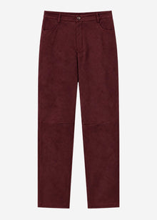 Tall - Barrel-Leg Hose in Wildlederoptik - burgundy