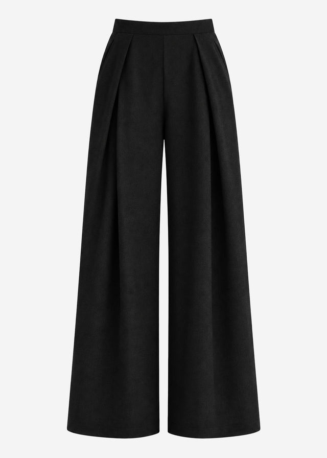 Schlupfhose mit Kellerfalte - schwarz