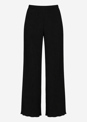 Wide-leg plissé trousers - black