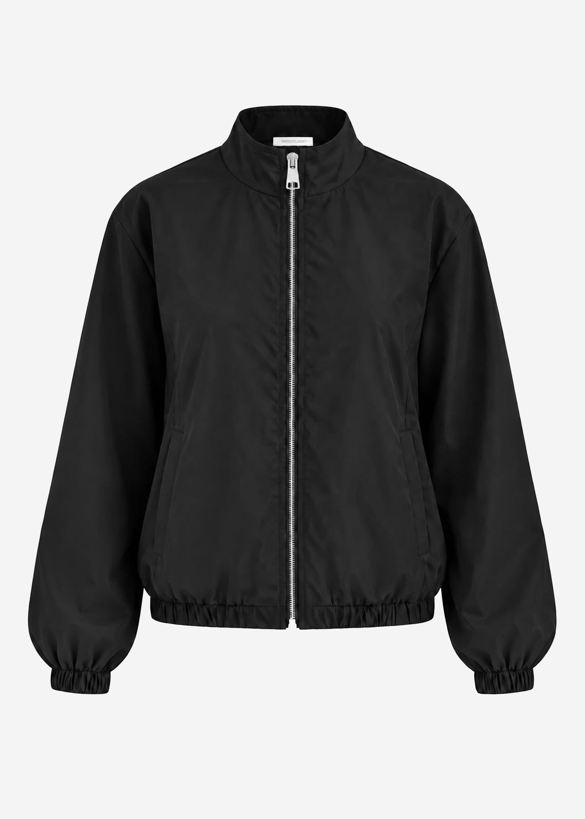Blouson jacket with elasticated waistband - black