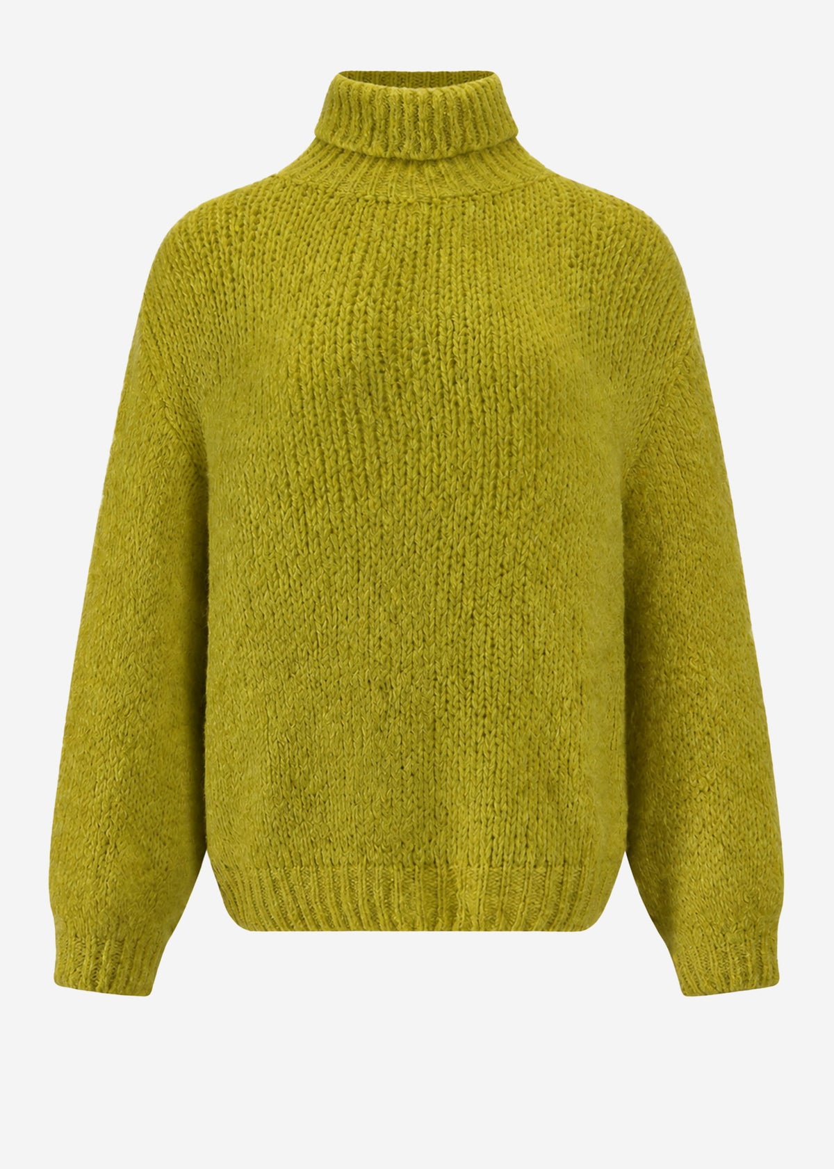 Grober Strickpullover mit Rollkragen - olivgrün
