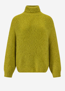 Chunky knit jumper with roll neck - olive green