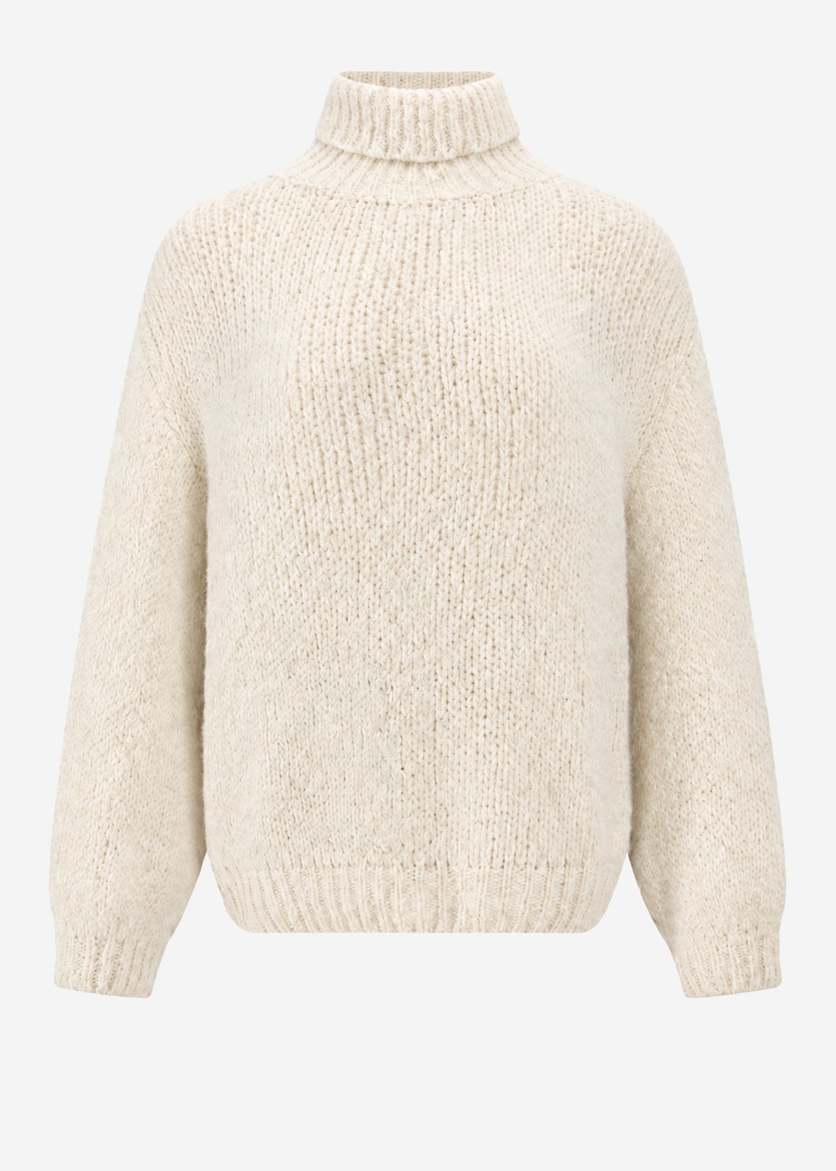 Grober Strickpullover mit Rollkragen - offwhite