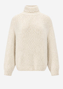 Chunky knit jumper with roll neck - off-white