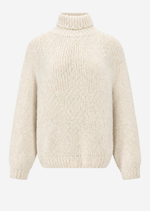 Grober Strickpullover mit Rollkragen - offwhite