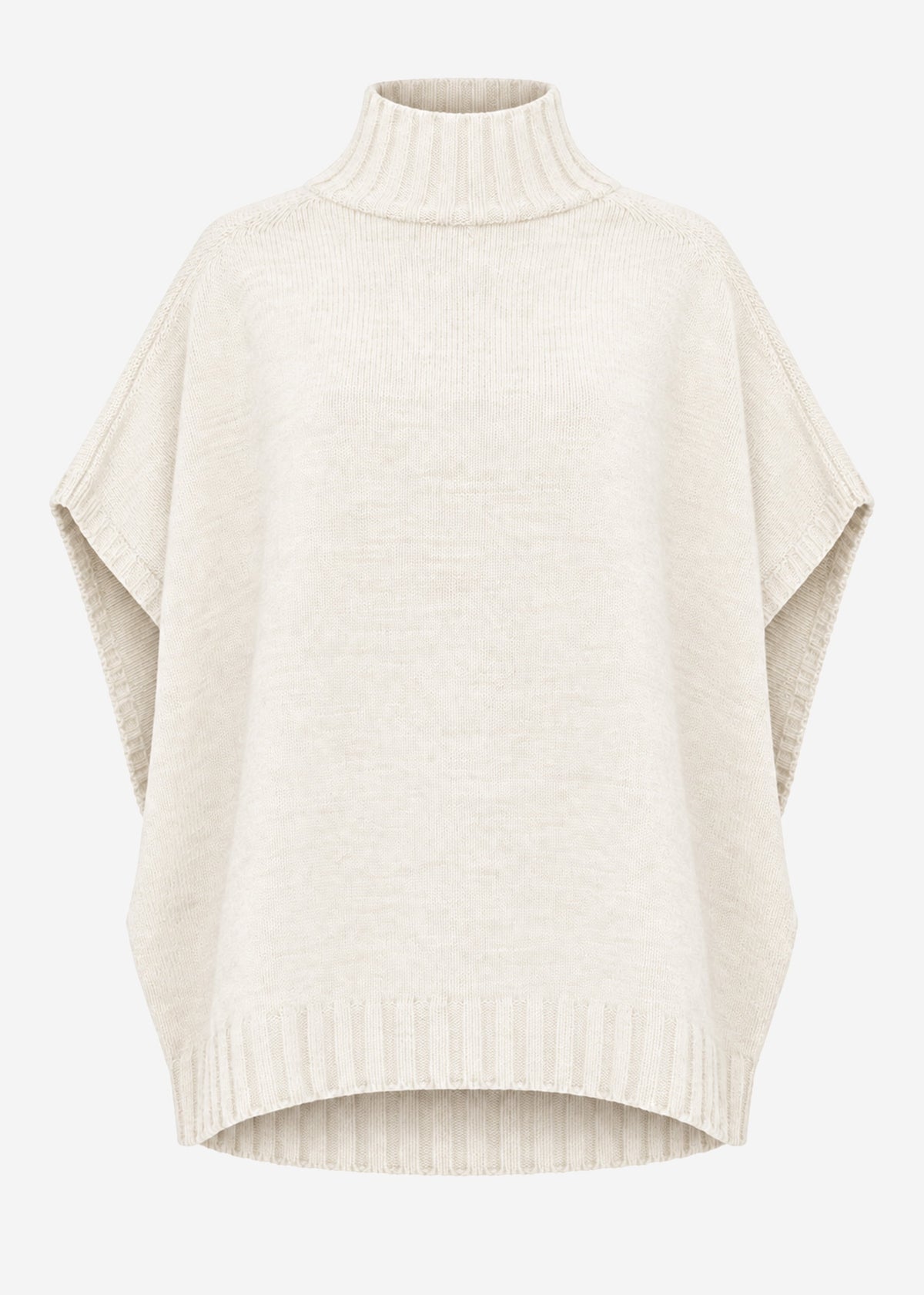 Oversize, ärmelloser Poncho mit Turtleneck - offwhite