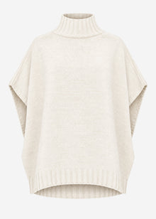 Oversize, ärmelloser Poncho mit Turtleneck - offwhite
