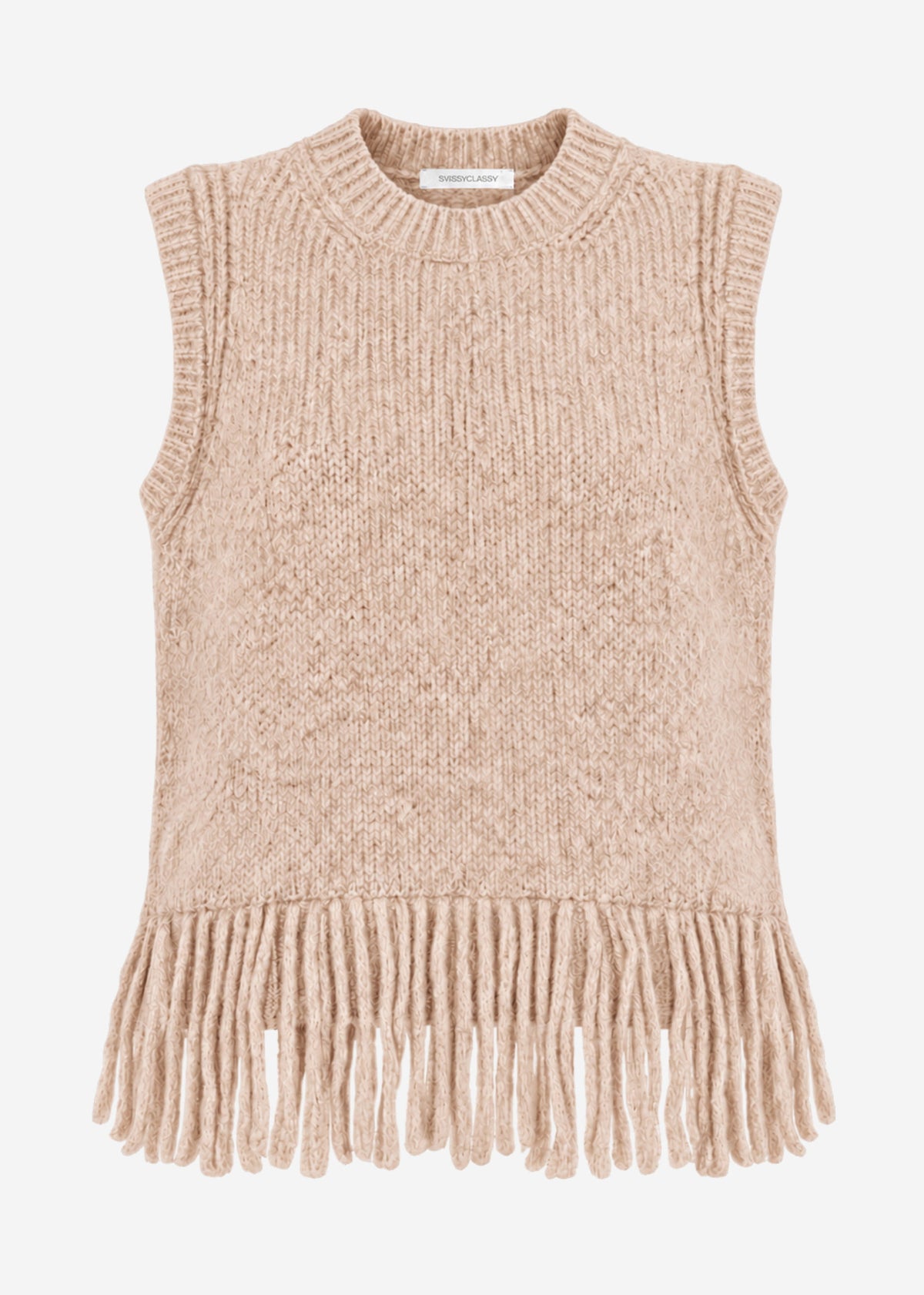 Pullunder mit Fransen - beige
