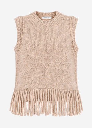 Pullunder mit Fransen - beige