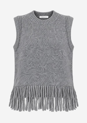 Slipover with fringes - grey