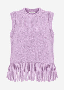 Sleeveless jumper with fringing - lilac