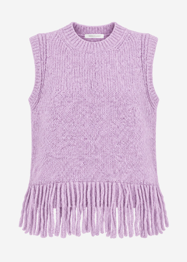 Sleeveless jumper with fringing - lilac