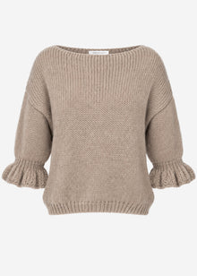 U-Boot Pullover mit 3/4 Ärmeln - taupe